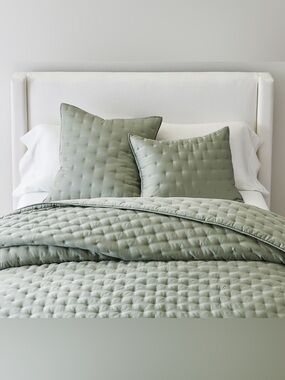 NWT Pottery Barn Tencel Quilted Euro Sham in Eucalyptus